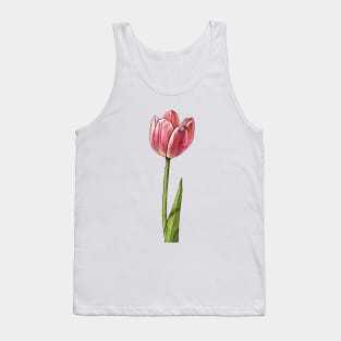 Pink Watercolor Tulip Tank Top